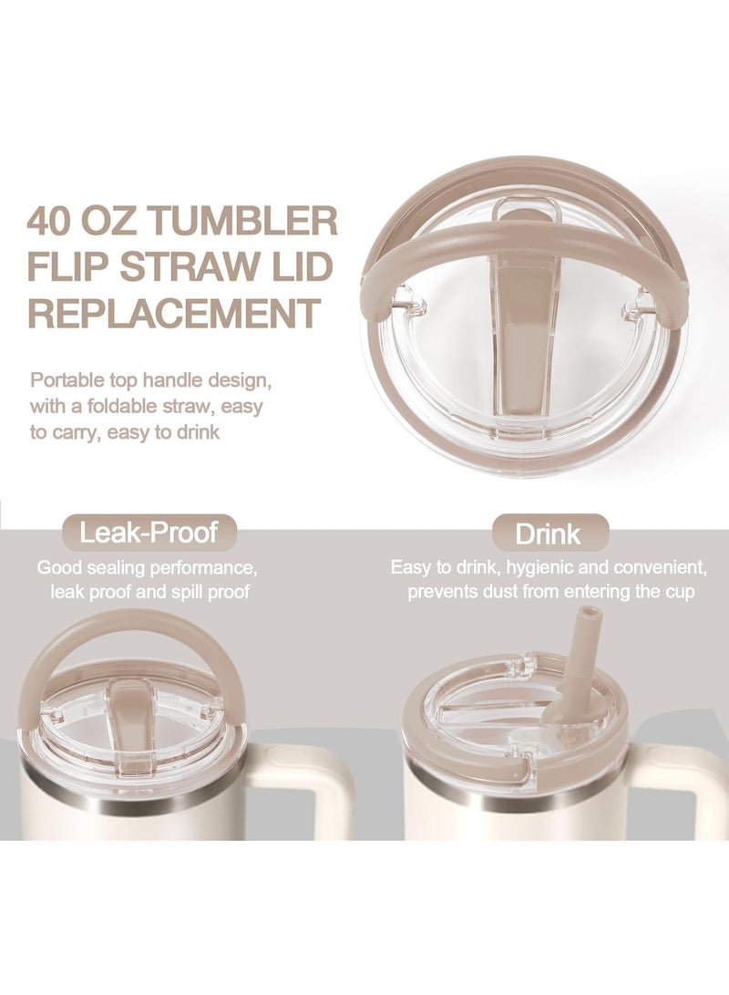 غطاء كوب مانع للتسريب بفتحات شرب مزدوجة، تصميم سهل ومريح للاستخدام، لون بيج أنيق، مناسب للمشروبات الساخنة والباردة. - Image 3